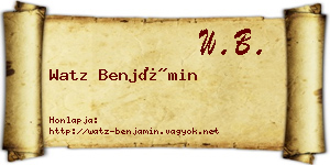 Watz Benjámin névjegykártya